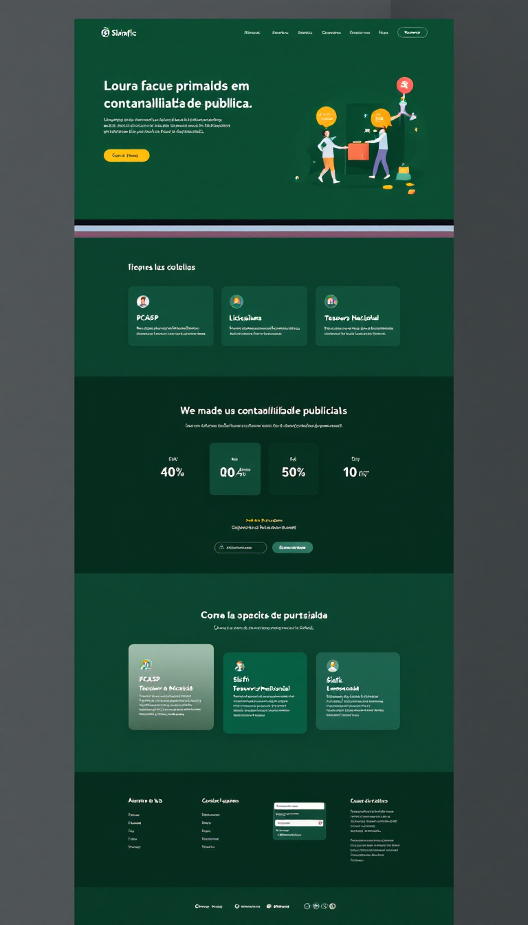 Crie um site limpo e moderno focado em contabilidade pública, destacando temas como PCASP, Licitações, Siconfi, Tesouro Nacional e Siafic. O design deve ser simples e intuitivo, facilitando o acesso à informação.