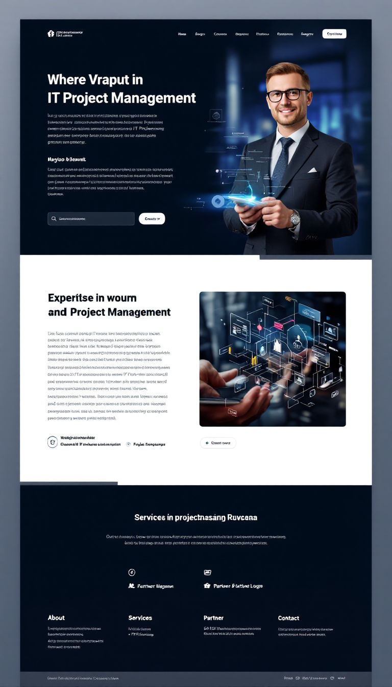 Design a modern, one-page website in Russian for an IT Project Manager, highlighting expertise in project management. Include sections for a hero image, about details, services offered, partner logos, and a contact form, with a sleek, professional layout that supports dark/light theme toggling for better user experience.
