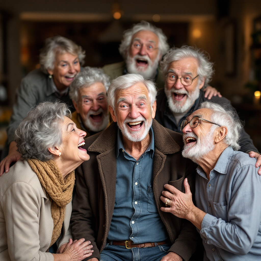 a photo of a group of senior citizens being silly and having fun